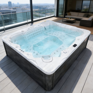 Vasca Idromassaggio da Esterno per 8 Persone con LED, Approvata CE, in Acrilico, con Getti Massaggianti, <span class=keywords><strong>Jacuzzi</strong></span> <span class=keywords><strong>Fuori</strong></span> <span class=keywords><strong>Terra</strong></span> - Product Image 1