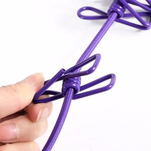 Corde à linge portable élastique coupe-vent avec 12 pinces, séchoir de voyage rétractable en gros - Product Image 3