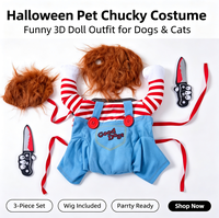 Costume de chien, déguisement d'Halloween pour animaux de compagnie, tenue amusante pour animaux, accessoire photo cosplay, déguisement d'horreur pour chats et petits chiens