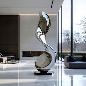 Escultura Espiral de Espejo Grande, Moderna, de Acero Inoxidable, para Jardín Exterior, Estatua Artística para Paisajes de Lujo y Decoración de Hoteles - Product Image 3