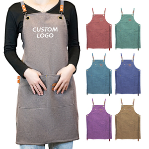 Delantal de trabajo de camarero con logotipo personalizado de algodón para cocinar, barbacoa, cocina, tela vaquera, estampado bordado, té de la leche, flores, cafetería, camarero - Product Image 2