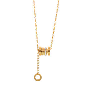 Collar de cadena de acero y titanio de alta calidad <span class=keywords><strong>para</strong></span> mujer, cadena de clavícula, color dorado y lujoso - Product Image 5