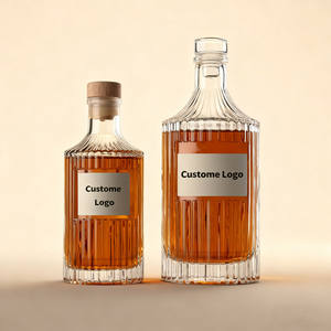 Vente en gros 250ml 500ml 1000ml Bouteilles en verre vides rondes pour présentateur <span class=keywords><strong>de</strong></span> vodka whisky gin tequila brandy <span class=keywords><strong>rhum</strong></span> - Product Image 1