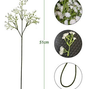Fleurs artificielles Gypsophile blanches à 9 tiges en plastique pour bouquet de mariage et décoration intérieure - Product Image 4