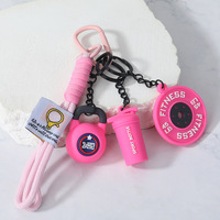 Porte-clés en PVC pour équipement de fitness, breloque de sac en corde tressée, haltère, kettlebell, porte-bouteille d'eau, anneau de clé, décoration de sac à dos, cadeau