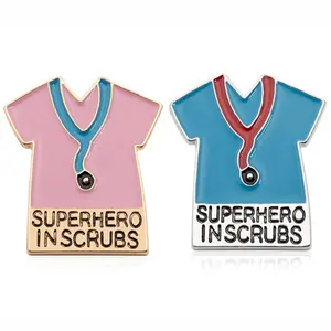 Pin Kerah Bros Dokter Perawat Medis SUPERHERO Dalam Scrub Hadiah Perawatan Kesehatan Pin Enamel untuk Aksesori Perawat