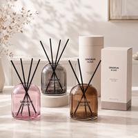 Diffuseur d'arômes rond personnalisé en verre de 400 ml avec bâtonnets épais et boîte – Bouteille de parfum écologique