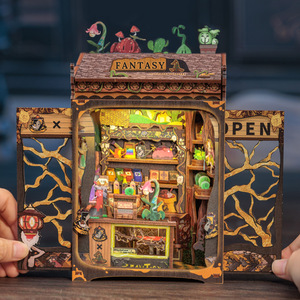 CuteBeemini <b>Magic</b> House Diy Wooden Miniature 3D Model Toy Assembled Bookend Creative Gift With Touch Switch Hidden Battery <b>Box</b> - Product Image 2