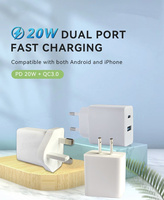 Adaptor Dinding PD Type-C 20W + QC 18W USB-A+USB-C dengan Pengisian Cepat untuk Ponsel Android (Colokan EU/US)