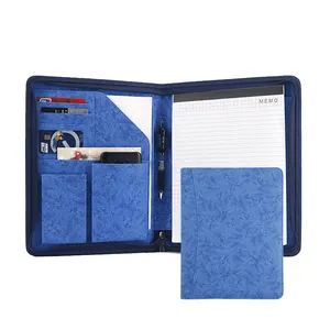 Zippered A4 Leather Portfolio Folder Padfolio Folder Document Organizer