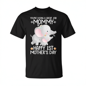 T-shirt Happy Mother's Day Elephant à manches courtes et col rond, unisexe, pour adulte, impression numérique, cadeau de remerciement - Product Image 2
