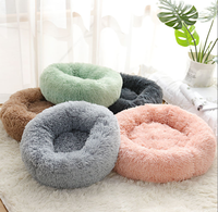 Coussin d'hiver chaud en peluche pour chien, Nid rond pour chat, Lit et tapis pour animaux de compagnie, Coussin à carreaux pour chat, Fournitures pour animaux de compagnie