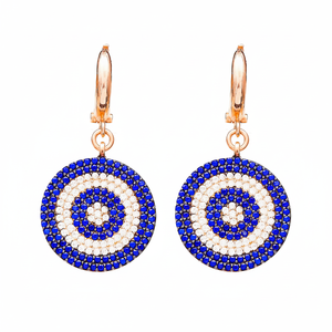 Zafiro CZ piedra diseño redondo ojo turco pendientes colgantes suerte encanto turco venta al por mayor 925 joyería de plata esterlina - Product Image 2