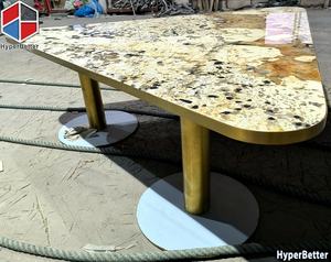 Lujo <span class=keywords><strong>Patagonia</strong></span> granito Top grande triangular mármol mesa de comedor conjunto 9 sillas - Product Image 3