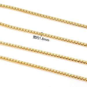 Cadena Cubana Plana de Acero Inoxidable de 1.8mm, Chapada en Oro, para Hacer Pulseras y Collares - Product Image 2