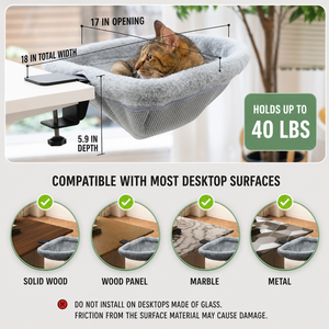 <span class=keywords><strong>Hamaca</strong></span> para Gatos Montada en Escritorio, Giratoria, Ahorra Espacio, Malla Transpirable, Lavable a Máquina, Cama para Gatos <span class=keywords><strong>de</strong></span> Piel Sintética para Oficina y Hogar - Product Image 5