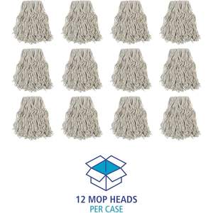 Boardwalk BWKCM02024S #24 Banded Cotton <b>Mop</b> <b>Heads</b> Adjustable Rectangle Handle White Triangle Pattern for Floor Usage 12/Carton - Product Image 2