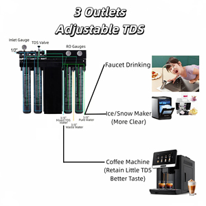 2000GPD 5LPM 0.25TPH <strong>RO</strong> System TDS Wall Mounted <strong>Reverse</strong> <strong>Osmosis</strong> 3 Way <strong>Water</strong> <strong>Filter</strong> for Commercial Ice Machine Coffee Shop - Product Image 2