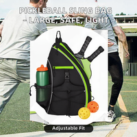 Sac à bandoulière Pickleball réglable en polyester avec fermeture éclair pour hommes/femmes, grande capacité, crochet pour clôture, résistant à l'eau