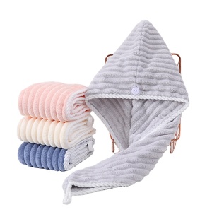 Nouvelle serviette de cheveux en <span class=keywords><strong>microfibre</strong></span> corail velours séchage rapide cheveux Turban Super absorbant cheveux séchage enveloppement serviettes élastique <span class=keywords><strong>Anti</strong></span> frisottis serviette - Product Image 2