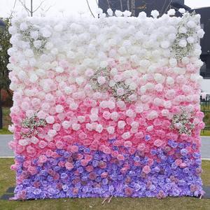 Mur de fleurs artificielles 8ft x 8ft, panneau mural 3D enroulable avec roses pour décoration de mariage - Product Image 4