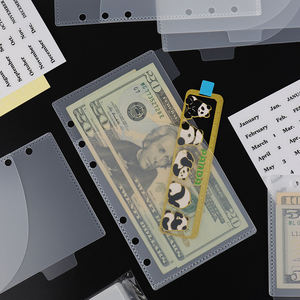 A6 Carpeta de bolsillo sobre de efectivo Bolsillos de <span class=keywords><strong>2</strong></span> capas Hoja suelta 6 agujeros Hoja de presupuesto Mangas Plástico A6 Carpeta Divisor Titular de dinero - Product Image 3