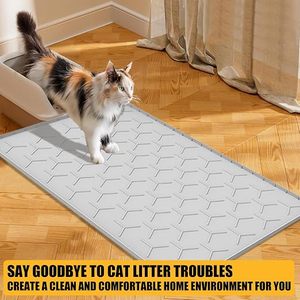 Tapis pour animaux de compagnie en silicone, résistant à l'usure et aux rayures, facile à nettoyer, tapis pour nourriture pour animaux, tapis antidérapant pour litière pour chat - Product Image 6