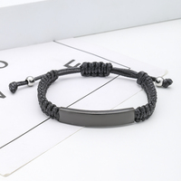 Ywyougang - Pulseras Ajustables de Joyería de Moda Personalizadas, Grabado Láser, Tejidas a Mano, Cadena de Acero Inoxidable y Poliéster, Aniversario