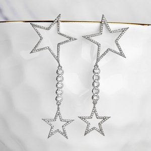 RAKOL EP3142 Fashion Gold Plated Zircon Crystal <b>Long</b> Drop Dangling Earrings Women 2025 Fashion Star Charm Earrings - Product Image 1