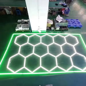 Lumière de <span class=keywords><strong>garage</strong></span> hexagonale KCX à 14 grilles avec bordure verte, éclairage LED en nid d'abeille pour <span class=keywords><strong>garage</strong></span>, atelier automobile, plafond - Product Image 4