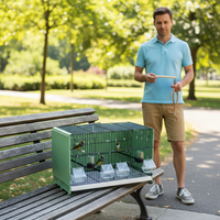 Cage d'élevage pour oiseaux de compagnie en fil d'acier, cage empilable multi-oiseaux avec plateau en plastique et bouton-pression pour pigeons, perroquets, canaris