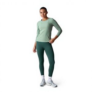 Camiseta de Manga Larga para Mujer, Cuello Redondo, Color Sólido, Corte Ajustado, Informal, de Secado Rápido, Tejido de Punto con Spandex y Poliéster - Product Image 4