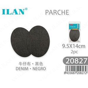 Patch in denim Ilan 9,5x14 cm nero 2 pezzi per riparazione abbigliamento - Product Image 1