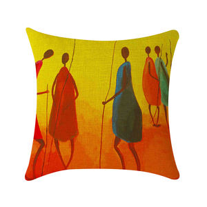 Lukisan minyak tradisional seni Afrika Wanita cetak Linen ukuran standar ruang tamu dekoratif sarung bantal untuk kursi Sofa - Product Image 3