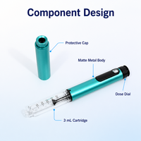 Dispositif d'injection de type stylo V2 réutilisable à bouton-poussoir avec poignée antidérapante et étui portable pour injection sous-cutanée