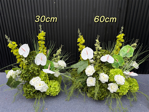 Moda verde matrimonio composizione di fiori artificiale verde scuro Anthurium fiori ortensia centrotavola per la decorazione del partito - Product Image 4