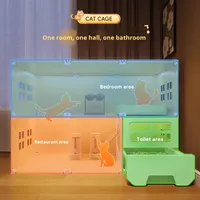 Casa para Gatos Rectangular Tipo Villa, Jaula para Gatos Extra Grande, Espacio Libre, Nido para Gatos de Interior, Inodoro Integrado, Una Habitación