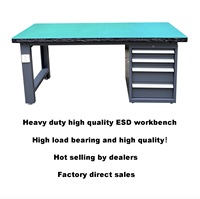 Mesa de Trabajo Antiestática ESD para Ensamblaje Electrónico con Luz LED, Regleta de Alimentación, Gabinete de 4 Cajones, Patas Ajustables, Personalizable OEM