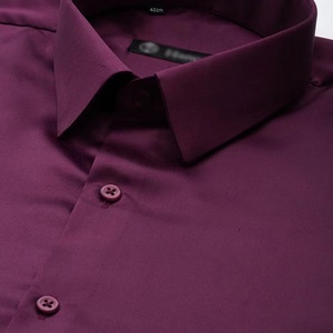 Camisa de Hombre de Seda Real de Manga Larga, Cuello Clásico, Corte Entallado, Color Sólido, OEM - Product Image 5