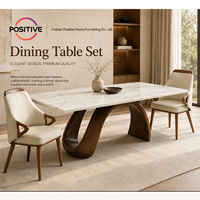 Table à manger rectangulaire moderne en marbre, base en bois massif, mobilier de salle à manger de luxe, mobilier d'hôtel, OEM, sur mesure, vente en gros