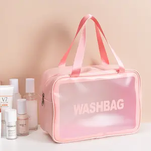 Portable Waterproof Pvc Transparent Washbags Storage Bags Wholesale Portable Make Up Cosmetic Bags