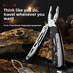 Pince pliante multifonction en acier inoxydable pour l'extérieur, outil portable multi-usage pour le <span class=keywords><strong>camping</strong></span> et la voiture, ciseaux, couteau - Product Image 3