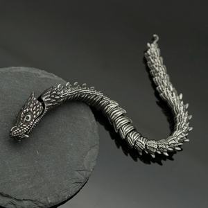 Nueva Pulsera de Dragón Masculina, Estilo Retro Imponente, Tendencia Masculina, Pulsera de Quilla, Estilo Frío y Sofisticado, Pulsera de Cabeza de Serpiente con Estilo Nacional - Product Image 4