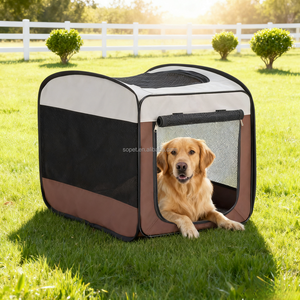 Jaula para mascotas de interior emergente de estilo clásico portátil con marco de alambre resistente perrera plegable para perros y gatos Pop Dog Crates Kennel Carrier - Product Image 1