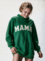 Sweat-shirt à col montant pour femme, longueur allongée, avec logo brodé personnalisé, pull décontracté pour femme