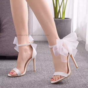 Sandales romaines à talons hauts pour femmes, grande taille, sexy, en soie noire, avec nœud fin et bout ouvert, vente en gros d'usine - Product Image 6