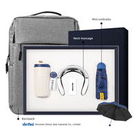 Kit de cadeau de bureau d'entreprise de luxe annuel tasse sous vide + masseur de cou + mini parapluie + sac à dos ensemble de cadeau d'affaires