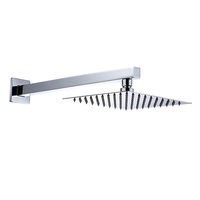 Bras de douche carré en acier inoxydable 304 avec installation encastrée, effet cascade et pluie, pour salle de bain