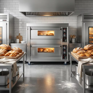 <span class=keywords><strong>Four</strong></span> <span class=keywords><strong>à</strong></span> sole électrique professionnel 2 niveaux 4 plateaux, contrôle précis de la température 400°C, en acier inoxydable, pour la cuisson de pizzas et pains en restaurant - Product Image 6