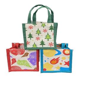 Bolso de Mano Pequeño de Yute, Moderno, con Asa Integrada, Bonito Estampado Completo, Bolso de Yute Ecológico, Bolsos Novation - Product Image 3